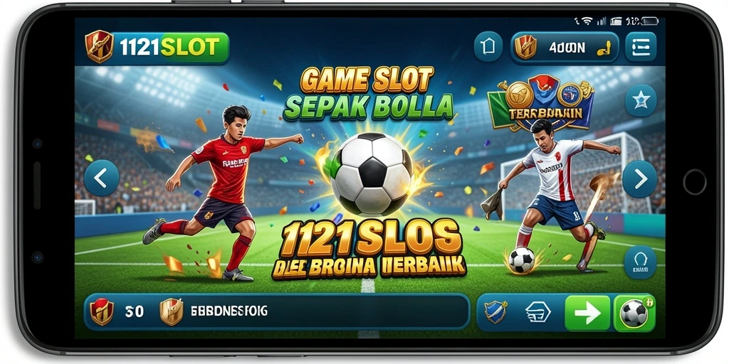 Tampilan gameplay seru 1121SLOT dengan tema sepak bola.