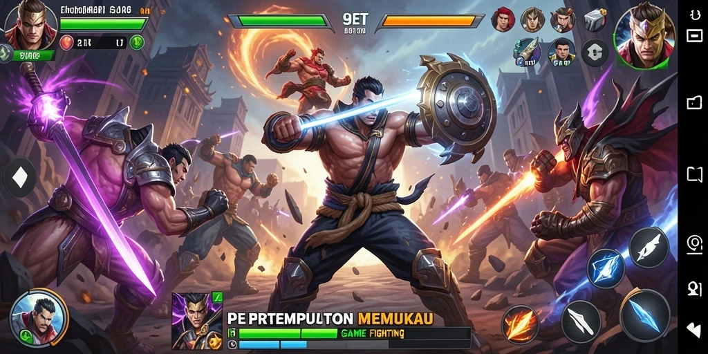 Screenshot utama menampilkan pertarungan seru antara karakter dalam 9ET.