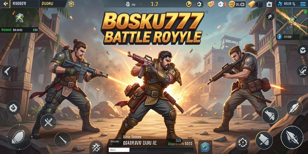 Gameplay mendebarkan di dunia <strong>BOSKU777</strong> yang penuh dengan aksi Battle Royale.