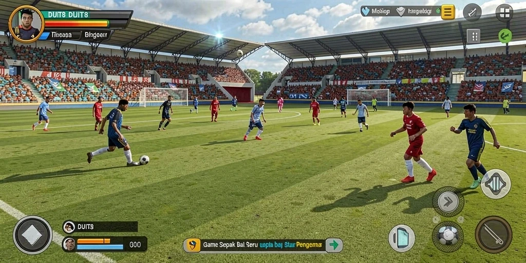 Screenshot gameplay DUIT8 dengan suasana pertandingan yang mendebarkan.