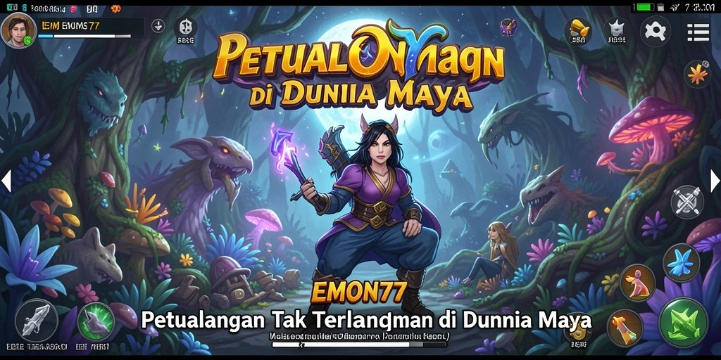 Tangkapan layar gameplay EMON77 yang menampilkan aksi petualangan seru.