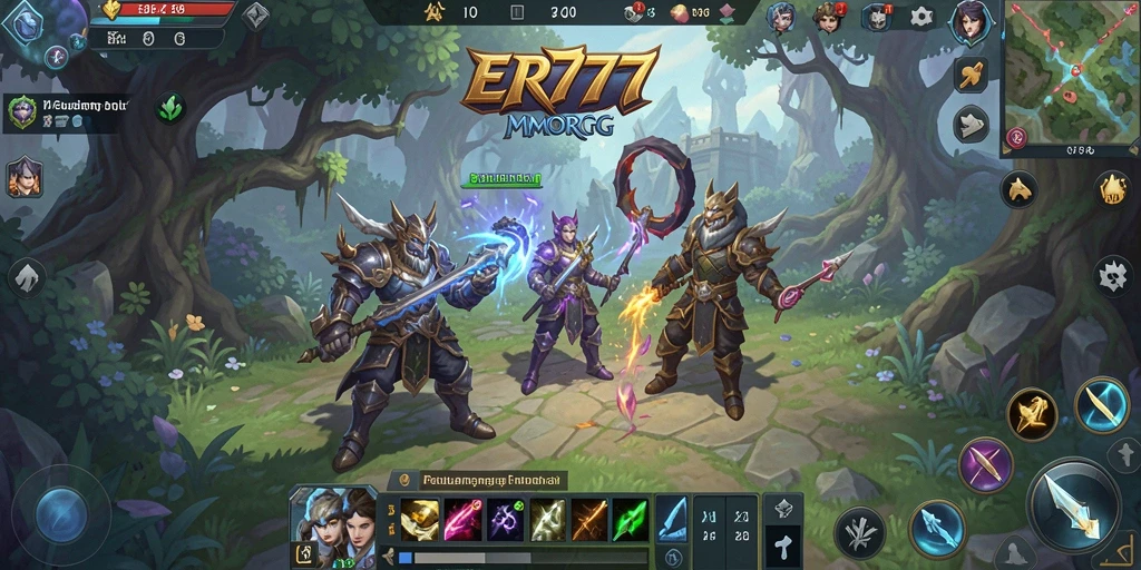 Screenshot gameplay ER777 menunjukkan pertarungan epik dalam dunia MMORPG.