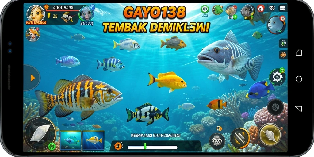 Tampilan gameplay GAYO138 dengan aksi Tembak Ikan yang seru.