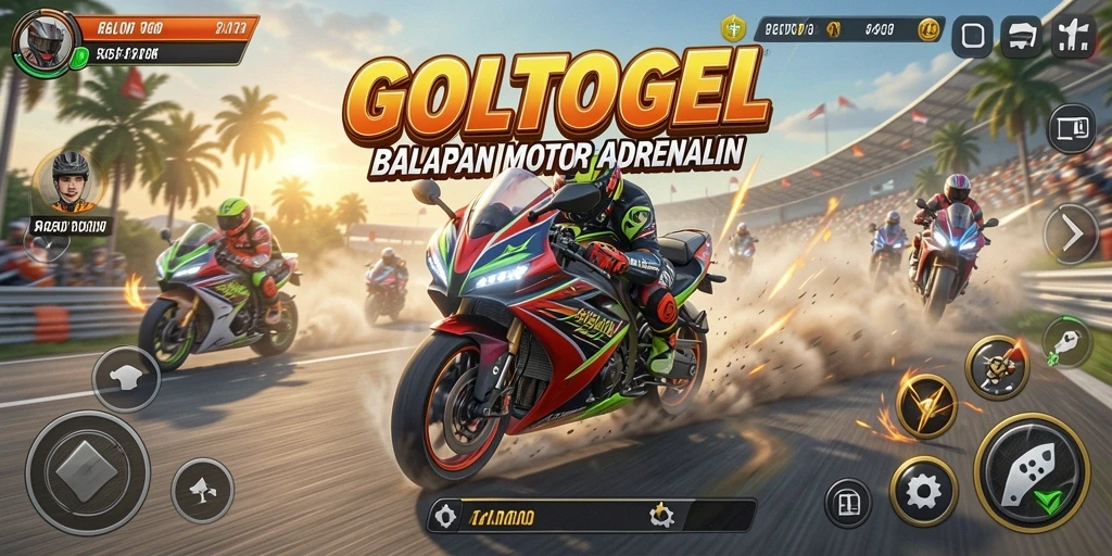 Tampilan gameplay GOLTOGEL yang memukau saat balapan motor.
