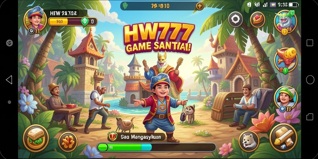 Tampilan gameplay menarik dari HW777 yang penuh warna.