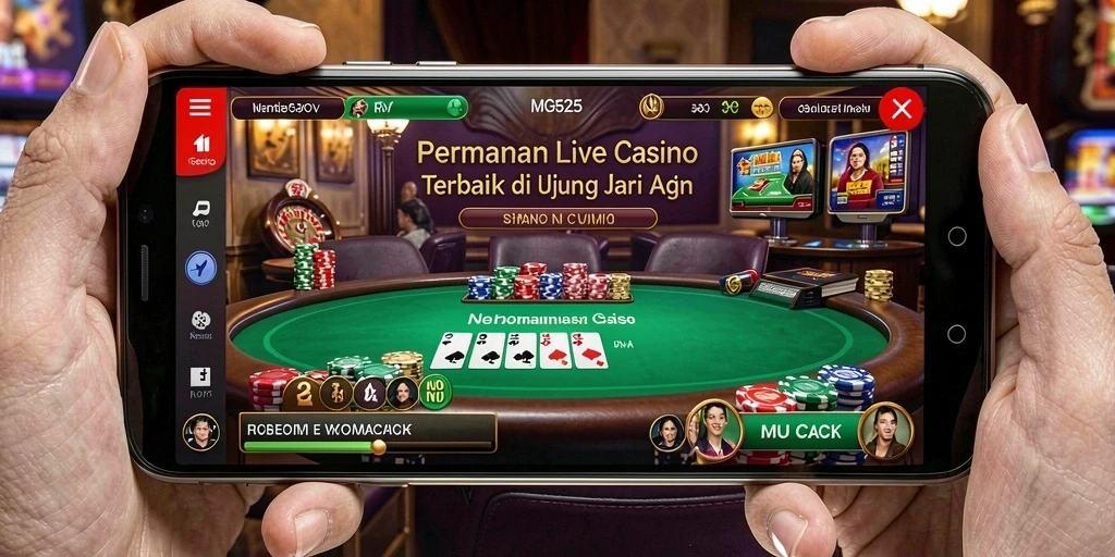 Screenshot gameplay Live Casino dengan dealer profesional di MG525.