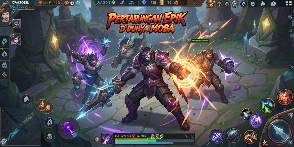 Tampilan gameplay seru di OPALTOGEL dengan strategi MOBA yang mendebarkan.