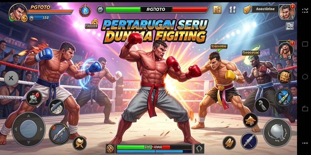 Tampilan atraktif dari gameplay pertarungan PGTOTO di arena.